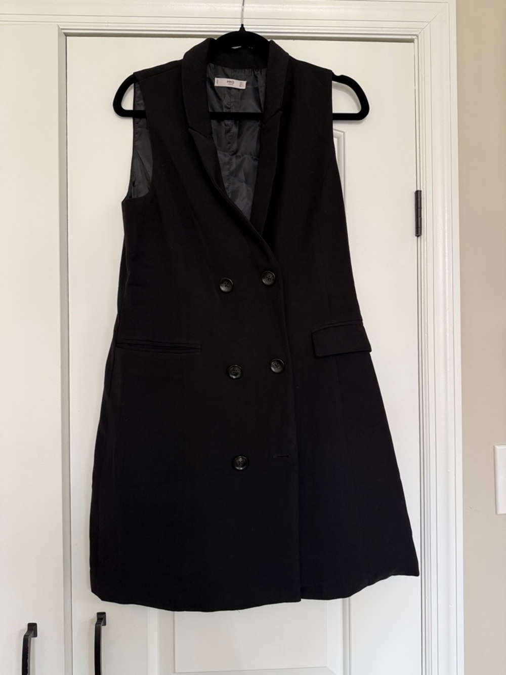 Mango Black Sleeveless Double-Breasted Dress Blazer
